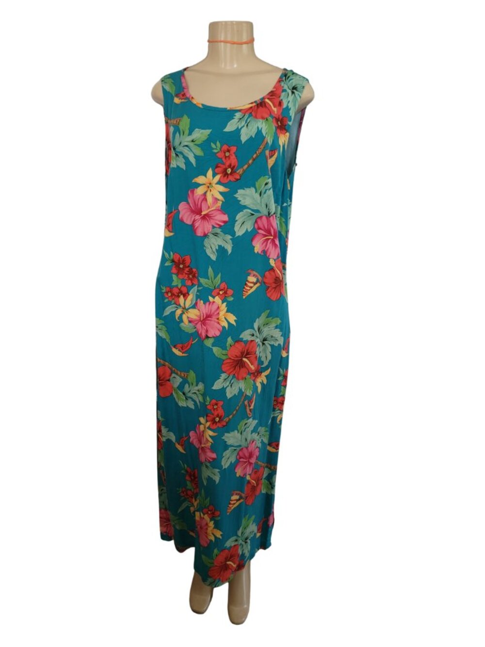 Caribbean Joe Multi Colored Hibiscus Tropical Hawaiian Maxi Dress